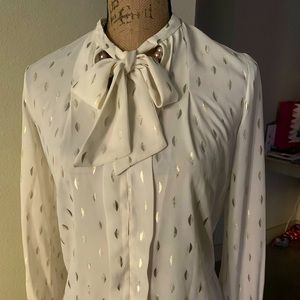 Zara Basic collection blouse top with bow tie